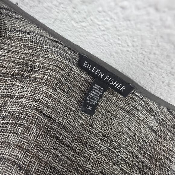 Eileen Fisher Organic LINEN Gauze Cardigan L Lagenlook Career Old Money Boxy - Picture 3 of 5